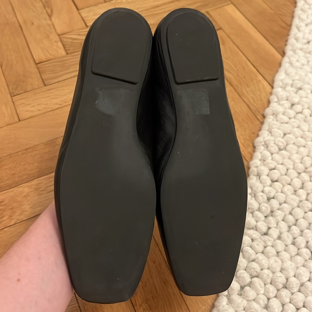 ‼️ FINAL SALE ‼️ Black Leather Square Toe Flats - Picture 10 of 15
